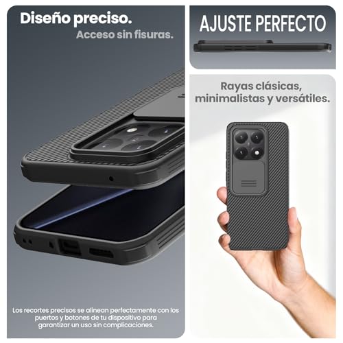 Nillkin Case Compatible for Xiaomi 15T Pro 2025 5G | Case with Slide Cover for Camera, Impact and Scratch Resistant - Black