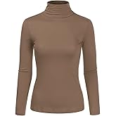 danibe Women's Long Sleeve Slim Fit Lightweight Turtleneck Top Shirts (S-XXL)