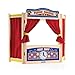 Guidecraft Wooden Tabletop Puppet Theater For Kids - Toddler's Foldable Dramatic Play Imaginative Theater W/ Chalkboard, Curtains and Clock