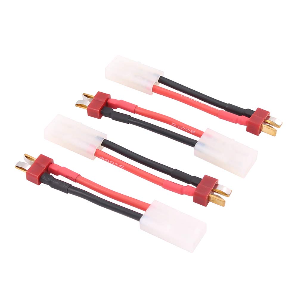 BDHI 4pcs Deans Style T-Plug Male to plug for Tamiya Female Connector Adapter with 14 Gauge Wire(BDHI-10)