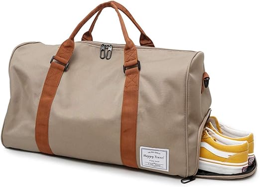 khaki gym bag