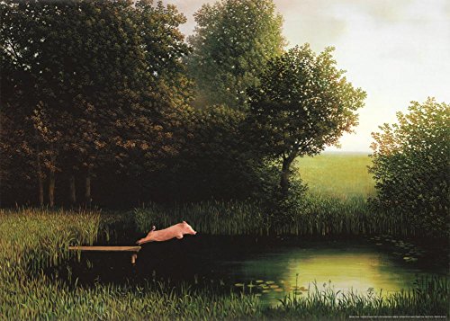 (20x28) Michael Sowa Diving Pig Kohler's Schwein Art Print Poster