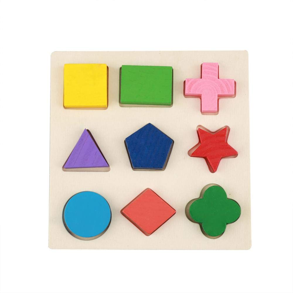 Duokon Geometric Educational Toy Children's Wooden Puzzle Toys Building Blocks Geometric Building Blocks Baby Building First Child for Children and Baby (#1)