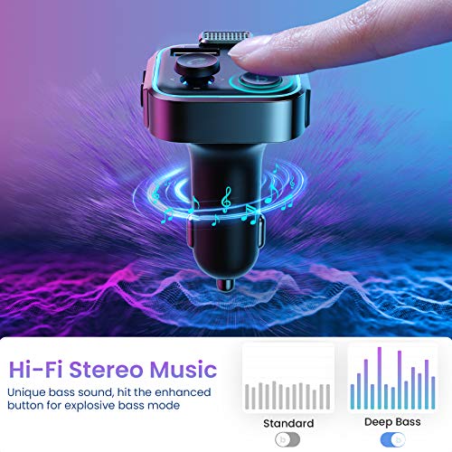 AINOPE 2023 Upgrade Bluetooth FM Transmitter for Car Adapter, Stronger