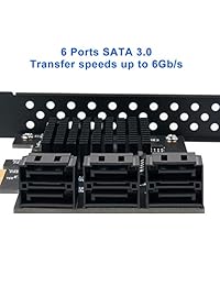 QNINE - Tarjeta PCIe SATA de 6 puertos con 6 cables SATA y un cable divisor de alimentación SATA, controlador PCIe SATA de 6 Gb s con soporte de perfil bajo, arranque como disco del sistema, compatible con 6 dispositivos SATA 3.0