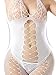 OGNEE Bodystocking Women Fishnet Striped Crotchless Backless Stockings White