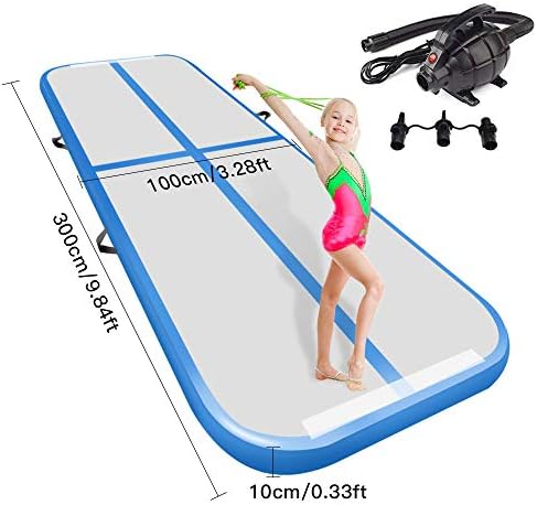 AmberFun9.84ft/13.12ft/16.4ft Air Track,Inflatable Gymnastics Tumbling Mat, Air Floor Mat with Air Pump for Yoga,Tumbling,Gym and Home Use