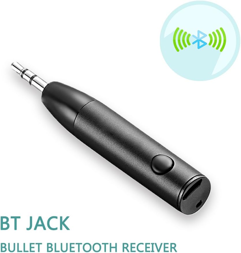 KEZAY Bluetooth Receiver Adapter, Bullet Style Aluminum Wireless Mini Bluetooth 4.1 with Built-in Mic Bluetooth for 3.5mm AUX Audio Music Headphone/Car Audio/Speaker/Home Stereo/PC/Earbuds (Black)