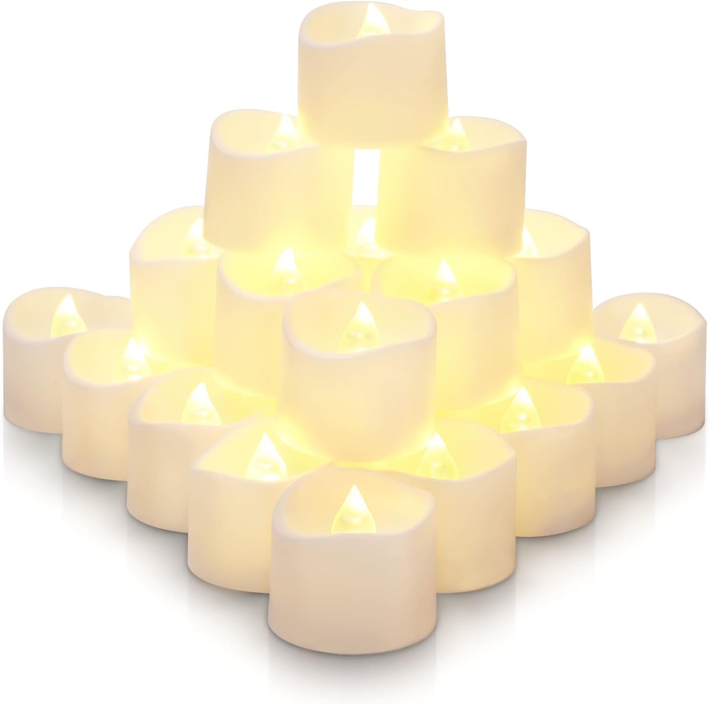 Lighting - Homemory 24Pcs Auto Tea Lights, 6 Hours Timer Tea Lights Battery Operated, Flameless Flickering Votive Candles with Timer, Ideal for Home Decor, Table Centerpieces, Halloween, Christmas, Warm White