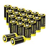 Morpilot 3V CR123A Lithium Battery, High Capacity 20 Pack 1450mAh Non-Rechargeable CR123A Batteries PTC Protected for Flashlight, Camera, Toys, Alarm System (Not Compatible with Arlo Cameras)