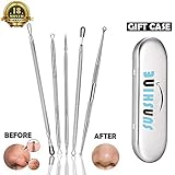 Sunshine Blackhead & Acne Remover Kit, Pimple Comedone Extractor Tool, Whitehead Popping, Zit Removing for Risk Free Nose Face Skin with Metal Case
