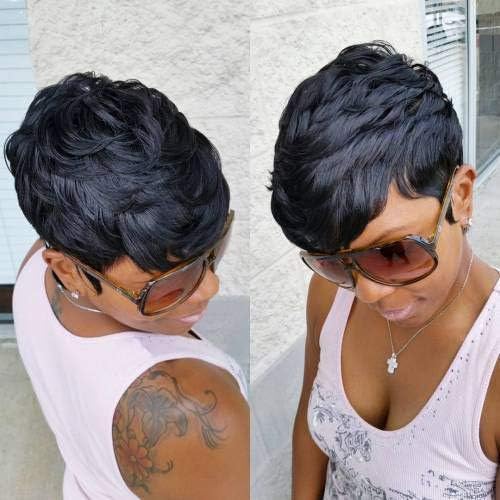 HOTKIS Short Human Hair Pixie Wigs Pixie Cut Short Black Wavy Wigs Layered Short Human Hair Wigs for Black Women