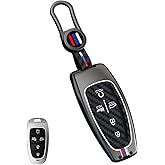 YONUFI Heavy Key Fob Cover Metal Key Case Protector Compatible for Tucson Santa fe Sonata 2020-2024 (HYJ5-Carbon Fiber)