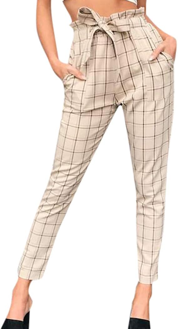 plaid pants with bow