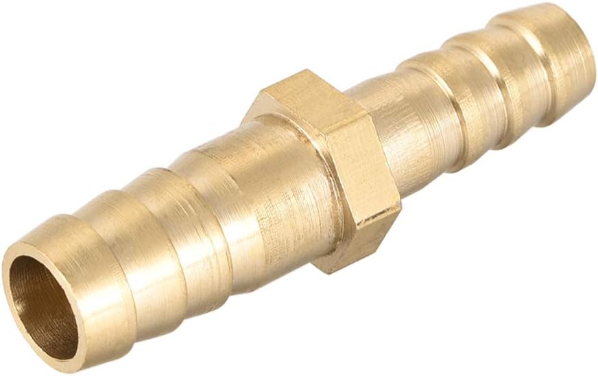 sourcing map Straight Brass Barb Fitting Reducer, Fit Hose ID 10mm to 8mm, Gold, 10mm x 8mm