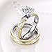 Herinos Women Engagement Rings Set, Stainless Steel Gold Plated Cubic Zirconia Promise Wedding Rings Size 6-9