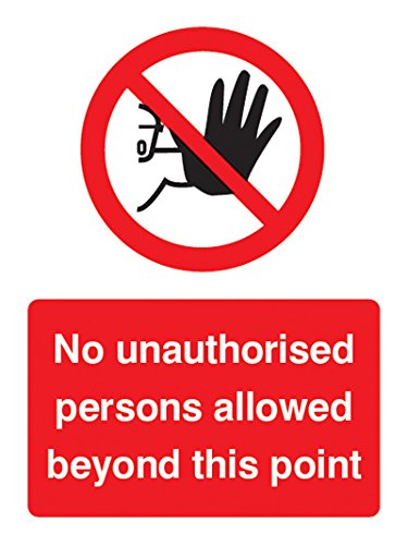 Caledonia Signs 13202K No Unauthorised Persons Allowed This Point Sign, Rigid Plastic, K: 400 mm x 300 mm