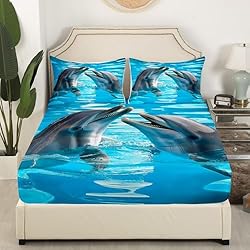 Erosebridal Cute Dolphin Fitted Sheet Full Size