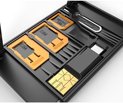SIM Card Adapter Converter + SIM Card Storage Case &amp; Phone Stand + USB Memory Card Flash Reader for MicroSD TF with Micro USB OTG Reader for Phone + Iphone pin Tray Opener, Holds Micro Nano SIM Cards