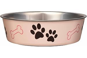 Loving Pets Bella Dog Bowls- Stainless Steel Dog & Cat Bowls - Spill Proof Dog Food Bowl, Cat Bowl, Puppy Essentials & Pet Supplies Great for Home & Travel (Large 35-65 lbs, Paparazzi Pink)