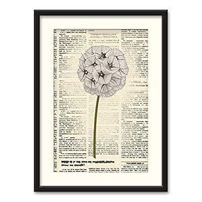 Black Paper Framed Canvas Wall Art for Living Room, Bedroom Animals or Plants Pop Up Vintage Newspaper Backgroud Canvas Prints for Home Decoration Ready to Hanging - 23x31 inches