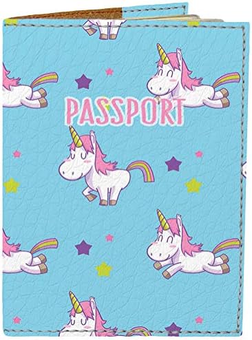 Passport Cover - Holder for Men Women Kids - Designer Vegan Leather Travel Case (Solo Unicorn)