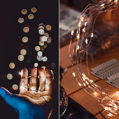 aifulo LED Foto Lichterkette,Foto Clip Lichterketten 2M 20 LED Warmes Gelb ，LED Fotoclips Lichterkette Dient zum Dekorieren von Zimmern, Wohnzimmern, Weihnachten, Hochzeiten und Partys-Batteriebetrieb