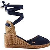Viscata Sagaro Espadrille Canvas Wedges with Ankle Laces Spain Handmade 2 ½” Heel Women's Sandals with Breathable Organic Cotton Canvas and 100% Natural Jute for all Occasions: Casual, Work, Party