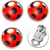 Tomlyws Clip on Earrings No Pierced Silver Ear Cuff Black Spot Red Earrings Halloween Cosplay Girls Little Beetle Ear Hoop