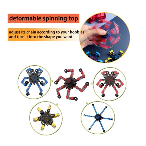 Fidget Spinner DIY Deformable Decompression Toy Stress Relief Spinning Top High-Speed Rotating Mechanical Chain Robot Spin Gyro Creative Transformable Rotation Fingertip Spinner Gift (Yellow and RED)