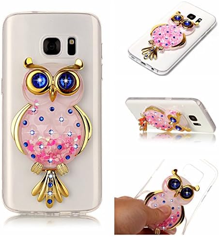 Galaxy Note 8 Case,XIHUA Novelty Colourful Creative Glitter Liquid Floating Luxury Bling Sparkle Quicksand Star Transparent Silicone TPU Case Cover for Samsung Galaxy Note 8 - Owl Rose Red