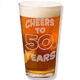 Shop4Ever Cheers To 50 Years Laser Engraved Beer Pint Glass ~ 50th Birthday Anniversary Gift 1970 ~ (BP, 16 oz.)