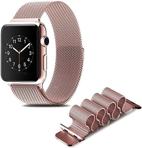 Wingco Apple Watch Band - Magnet Closure, 38mm Milanese Loop Stainless Steel Bracelet Strap, Replacement Wrist Band for iWatch - Rose Gold