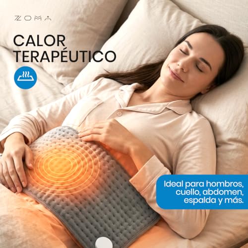 Compresa Caliente Electrica XL | Calentador Cobija Electrica Termica | Manta Termica con Control Digital y Apagado Automático | Compresas Calientes Terapeuticas | Gris 60x30