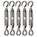 BQLZR M4 Stainless Steel 304 Hook & Eye Turnbuckle Wire Rope Tension for DIY String Light Picture Hanging, Garden Wire, Fence Gate Wire, Tent Rope Pack of 5