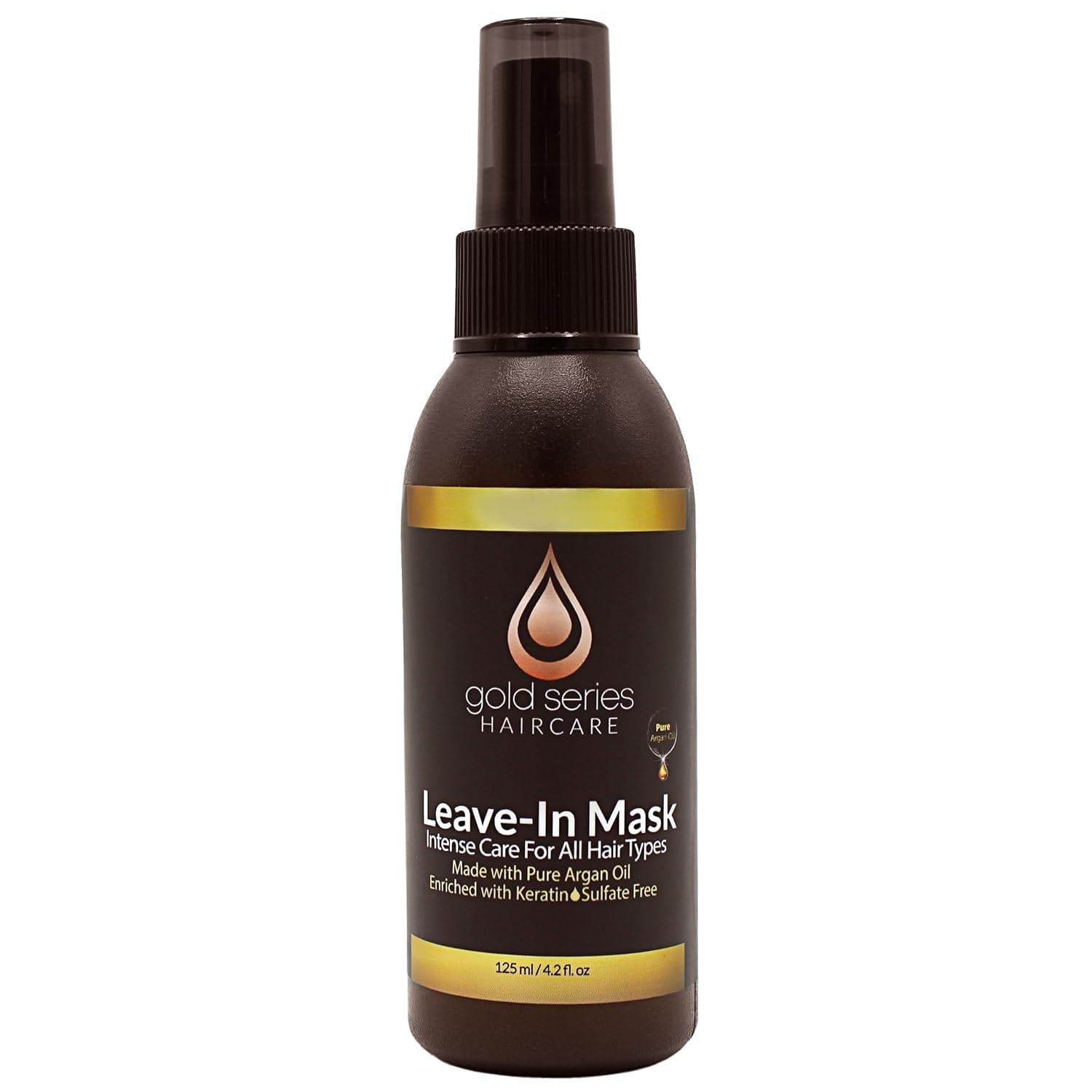 Moroccan Gold Series Leave-In Hair Mask – Argan Oil Hair Mask Enriched with Keratin – Nourishing and Gently Detangling Leave In Conditioner Spray for Curly, Frizzy or Damaged Hair, 125 ml