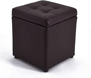 ZAIPP Piel Otomana De Almacenamiento,Cubo Escabel Taburete Mesa Asiento