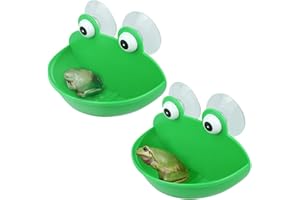 CUNGUV 2 Pieces Frog Habitat with Dual Suction Cups Cute Fish Tank for Amphibian Aquatic Toad Frog Tadpole Tree Frog Small Aquatic Animals