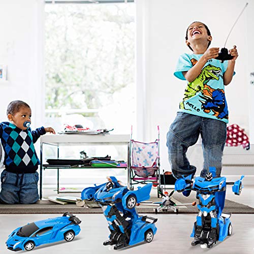 FIGROL Transform Car Robot, Robot Deformation Car Model Toy for Children, Transforming Robot Remote Control Car with One Button Transformation,360 Speed Drifting 1:18 Scale - Thumbnail 7