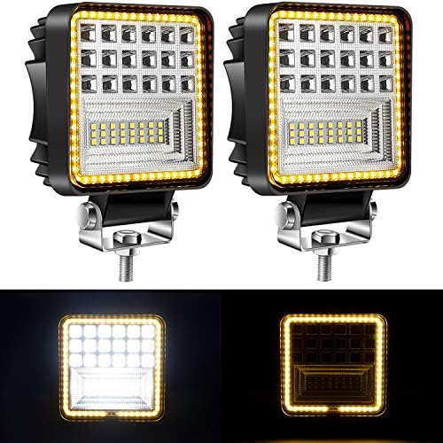 Yorkim Offroad 4x4 Led Fog Lights Amber & White Combo Surrounding-Shape with Flash Strobe, Offroad Led Pod Light Cube, Offroad Led Flood Lights, 4x4 Led Spot Lights For Truck Jeep SUV