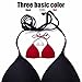FITTOO Women's Sexy Padded V-Neck Triangle Bikini Top Push up Lace-up Classic Retro Separates Swimwear Black S