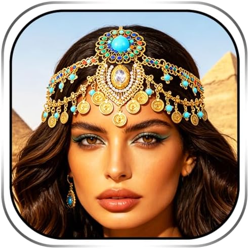 Amazon.com: Silver Gold Head Chain Drop Hair Chians Headband Egypt