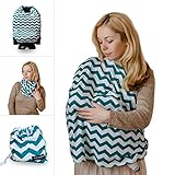 Nursing Cover - Green Chevron - Breastfeeding Cover Scarf - Baby Car Seat Canopy, Shopping Cart, Stroller, Carseat Covers for Girls and Boys