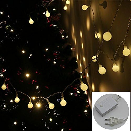 Peaubogo 16ft 40LED Warm White LED Christmas Lights Fairy Ball Party Holiday Garland Flashing Bulb String Light (Warm White)