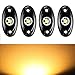 Aukmak 4 Pods LED Rock Light Kit for ATV SUV Offroad Car Truck Boat Underbody Glow Trail Rig Lamp Underglow LED Neon Lights Waterproof - Yellow