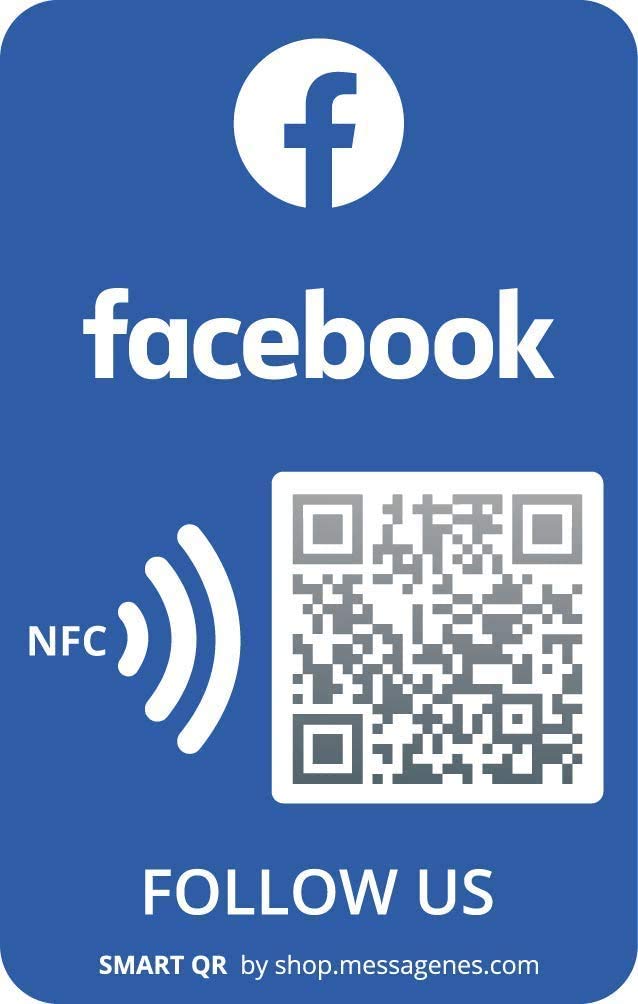 MESSAGENES Customizable Facebook QR NFC Sticker | Boost Followers | Reusable QR | 1 Unit | Premium Quality | Ideal for Business, Showcase, Store, Wall or Window