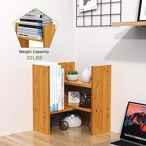 Pipishell Bamboo Desktop Bookshelf Organizer, Large Office Desk Storage