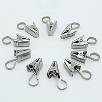 YOTHG Stainless Steel Curtain Clip Heavy Duaty Shower Curtain Clips with Hooks Curtain Clips Rings Muti-purpose Hanging Clips for Curtain Photo Home Party Decoration (12pcs)(12pcs/set)