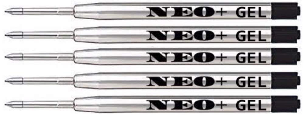 Quality Ballpoint Pen Refills, Cheap but Long Lasting, Medium Point. Fits Parker Ball Pen Too. G2 Style Refill Made in Germany (5 x Black Gel Ink)