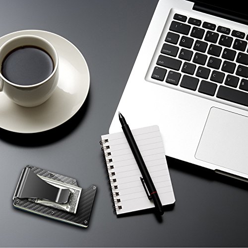 2018 Updated Version, Minimalist Carbon Fibre Slim Wallet,Money Clip,Front Pocket Wallet,RFID Blocking Credit Card Holder Wallet for Men and Women - Thumbnail 6
